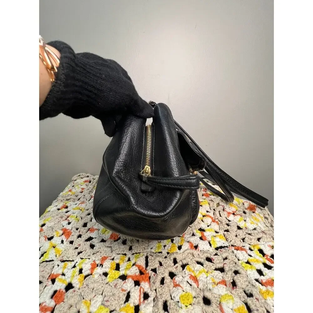 Coach Madison Madeline Black Pebbled Leather East West Satchel Shoulder Bag
